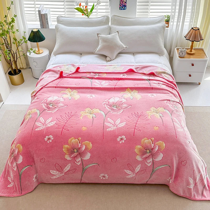 1pc Floral Style Warm Bedspread Fleece Blanket Plaid Travel Shawl Sofa Nap Blankets Home Bedsheet Manta - AliExpress 15