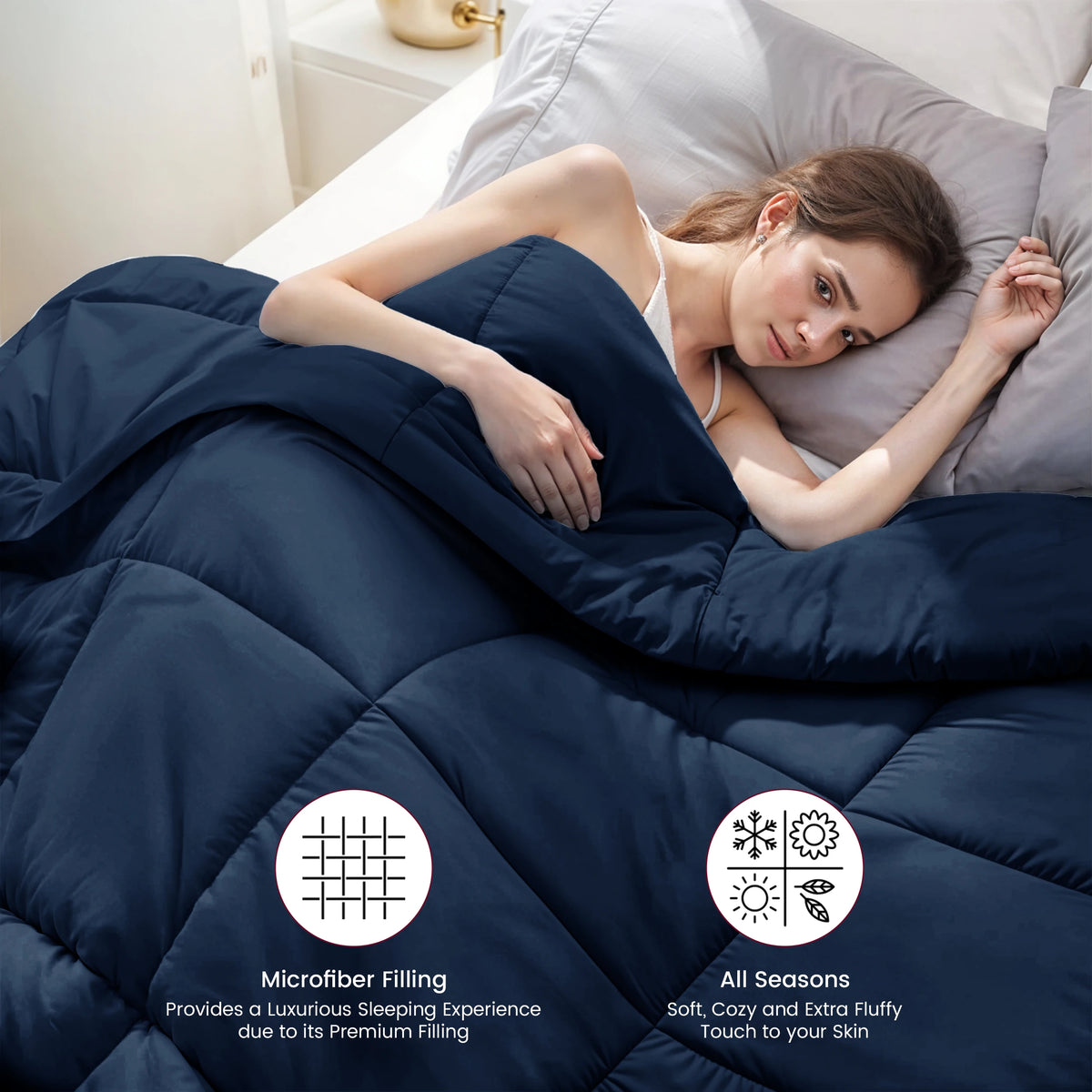 Lux Decor Down Alternative Comforter – 1 Piece Fluffy Duvet Insert with Box Stitch Design – Soft and Cozy Bedding, 102