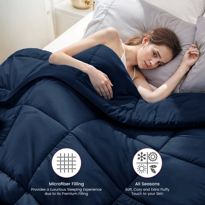 Lux Decor Down Alternative Comforter – 1 Piece Fluffy Duvet Insert with Box Stitch Design – Soft and Cozy Bedding, 102" x 90"