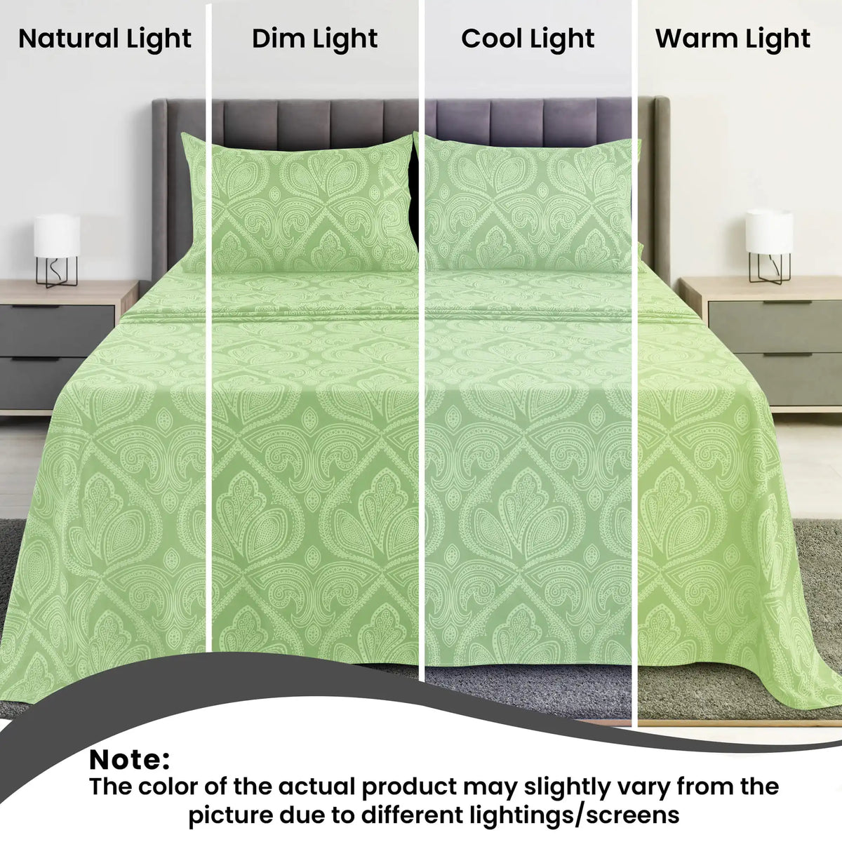 Lux Decor 4-Piece Paisley Bed Sheet Set – Soft Brushed Microfiber Sheets with 16