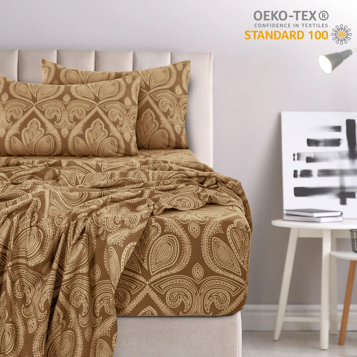Lux Decor 4-Piece Paisley Bed Sheet Set – Soft Brushed Microfiber Sheets with 16