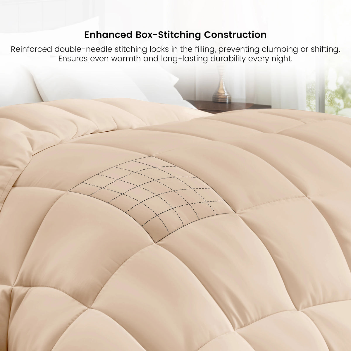 Lux Decor Down Alternative Comforter – 1 Piece Fluffy Duvet Insert with Box Stitch Design – Soft and Cozy Bedding, 102