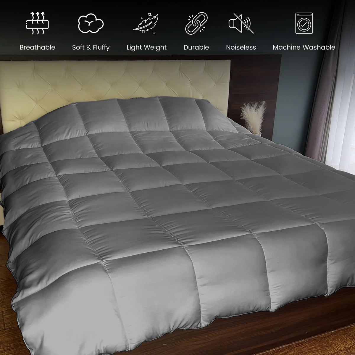 Lux Decor Down Alternative Comforter – 1 Piece Fluffy Duvet Insert with Box Stitch Design – Soft and Cozy Bedding, 102