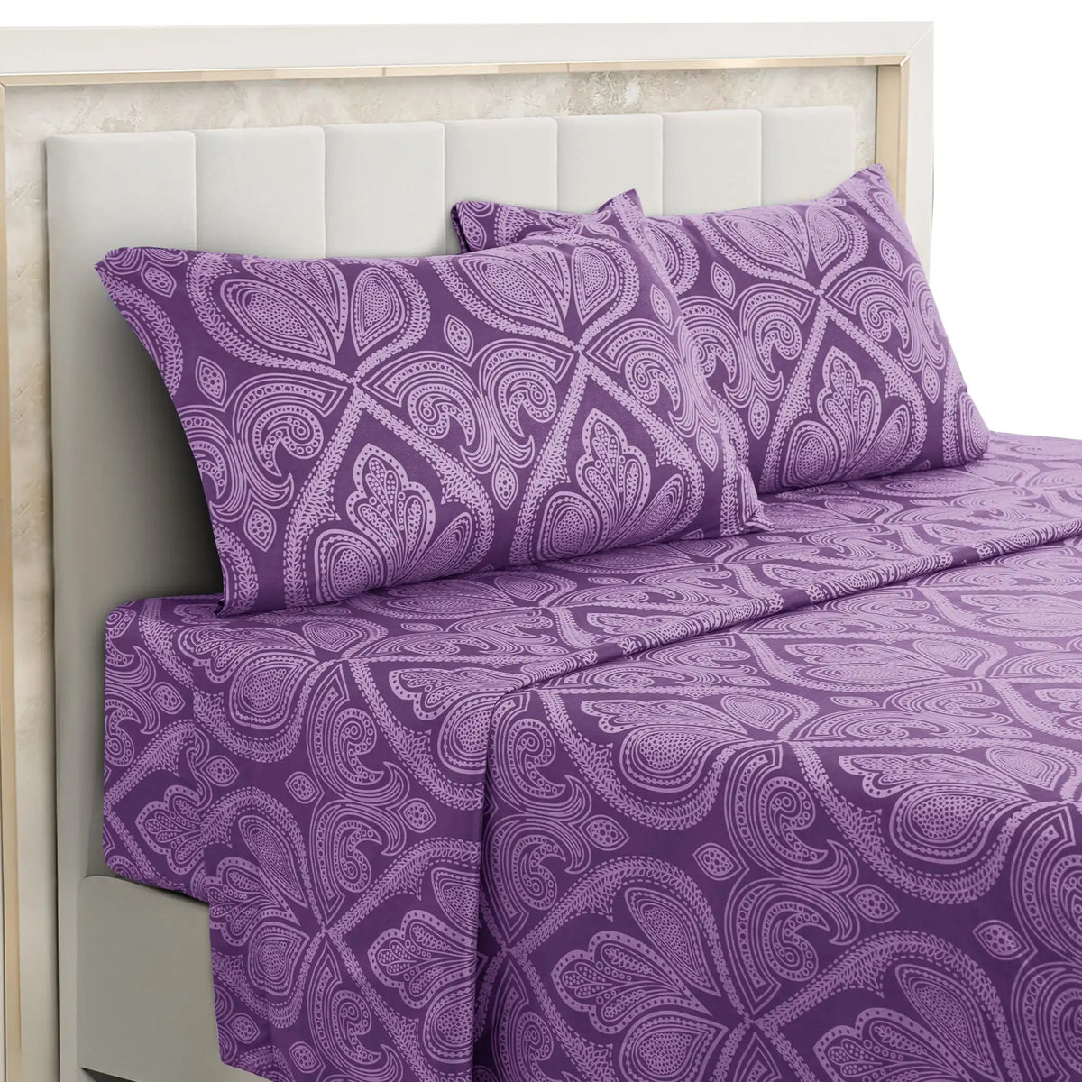 Lux Decor 4-Piece Paisley Bed Sheet Set – Soft Brushed Microfiber Sheets with 16
