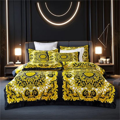 Luxury Bedding set Modern Style Digital Printing polyester fiber Fabric Duvet Cover Fitted Sheet Pillowcases Home Textile