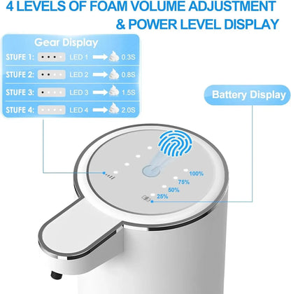 Intelligent Sensor Multi-Speed Contact-Free Wall-Mounted Vertical Hand Sanitizer Bubble Machine Rechargeable Soap Dispenser