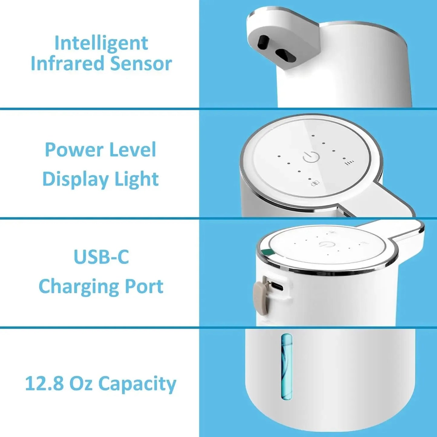 Intelligent Sensor Multi-Speed Contact-Free Wall-Mounted Vertical Hand Sanitizer Bubble Machine Rechargeable Soap Dispenser