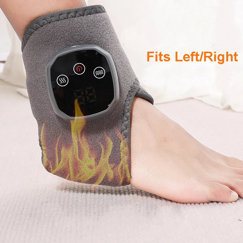 Electric Heat And Vibration Ankle Wrist Massager Hot Compress Therapy Ankle Massage Heated Wrap Support Brace Foot Protector