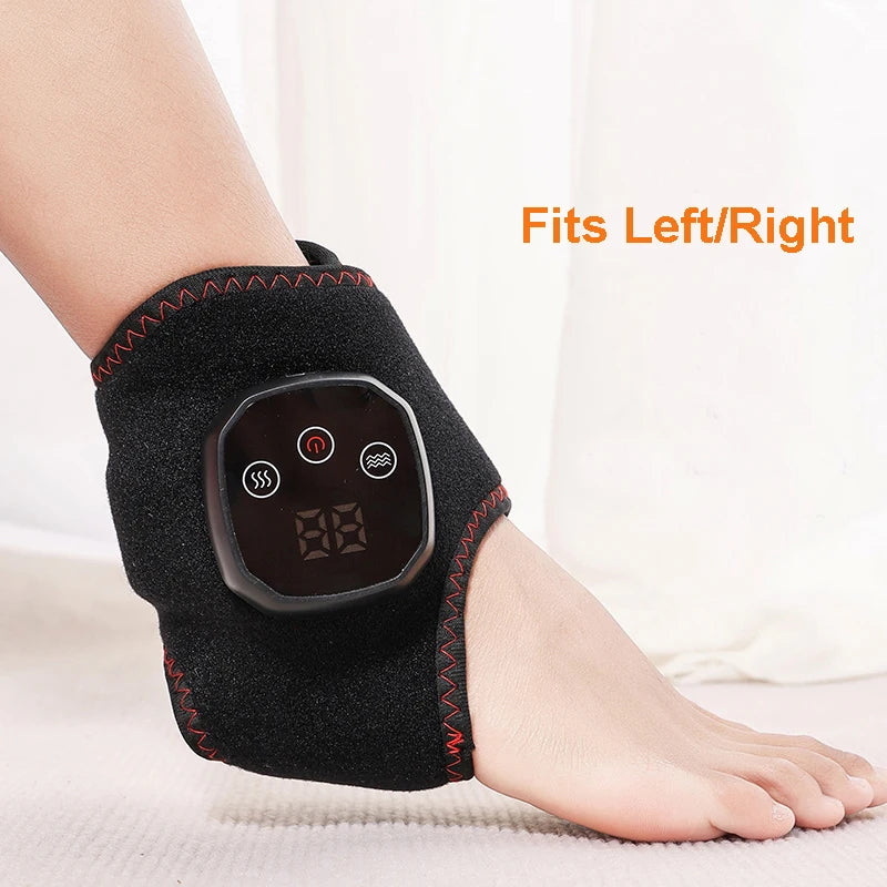 Electric Heat And Vibration Ankle Wrist Massager Hot Compress Therapy Ankle Massage Heated Wrap Support Brace Foot Protector