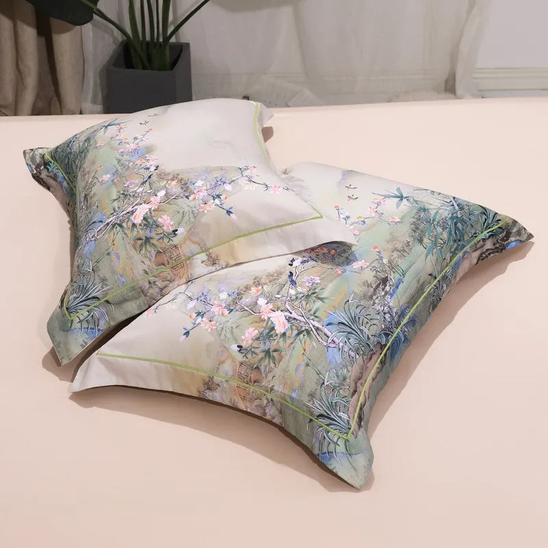 Chic Idyllic Natural Scenery printed Duvet Cover Set 100% Egyptian Cotton Comforter Cover 4/6pcs flat/fitted sheet pillowcases