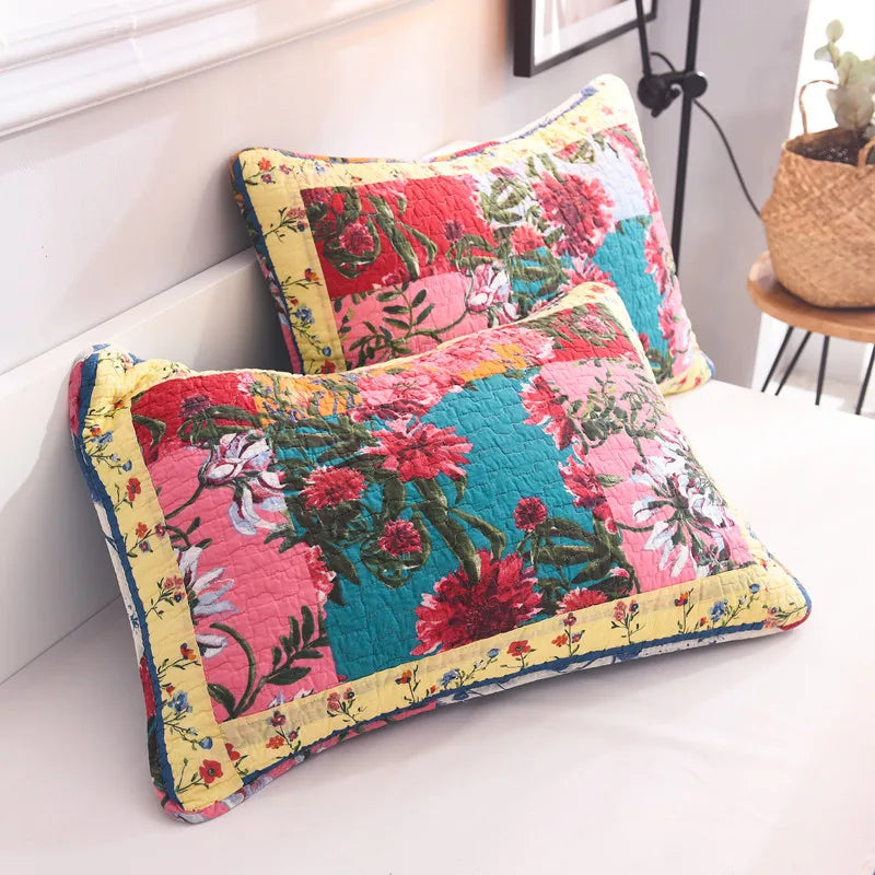 Florals Printed Quilt Set 3PCS Bedspread on the Bed Quilted Cotton Blanket for Bed Covers Shams Queen Size Summer Coverlets - AliExpress 15