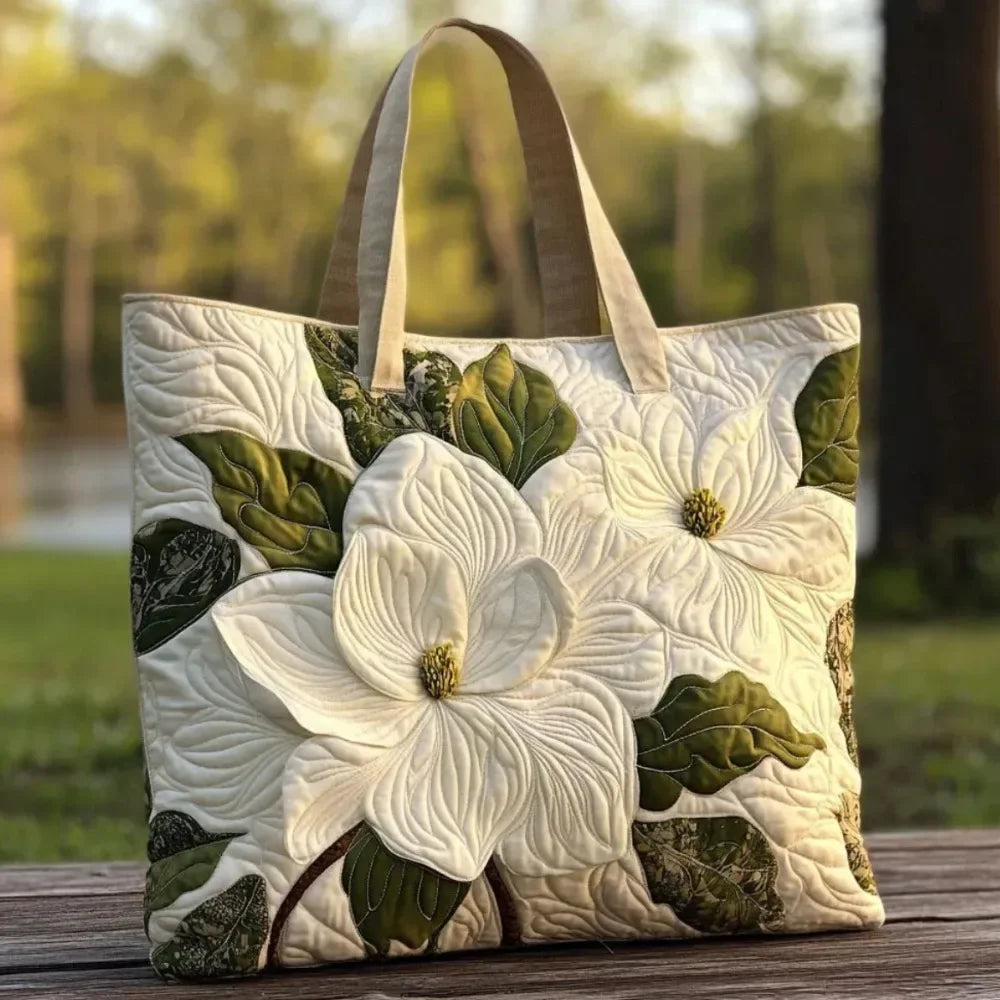 Trendy Vintage Quilted Tote Bag Lightweight 3D Printed Patterns Shoulder Bag Cotton Large Capacity Canvas Bag Casual