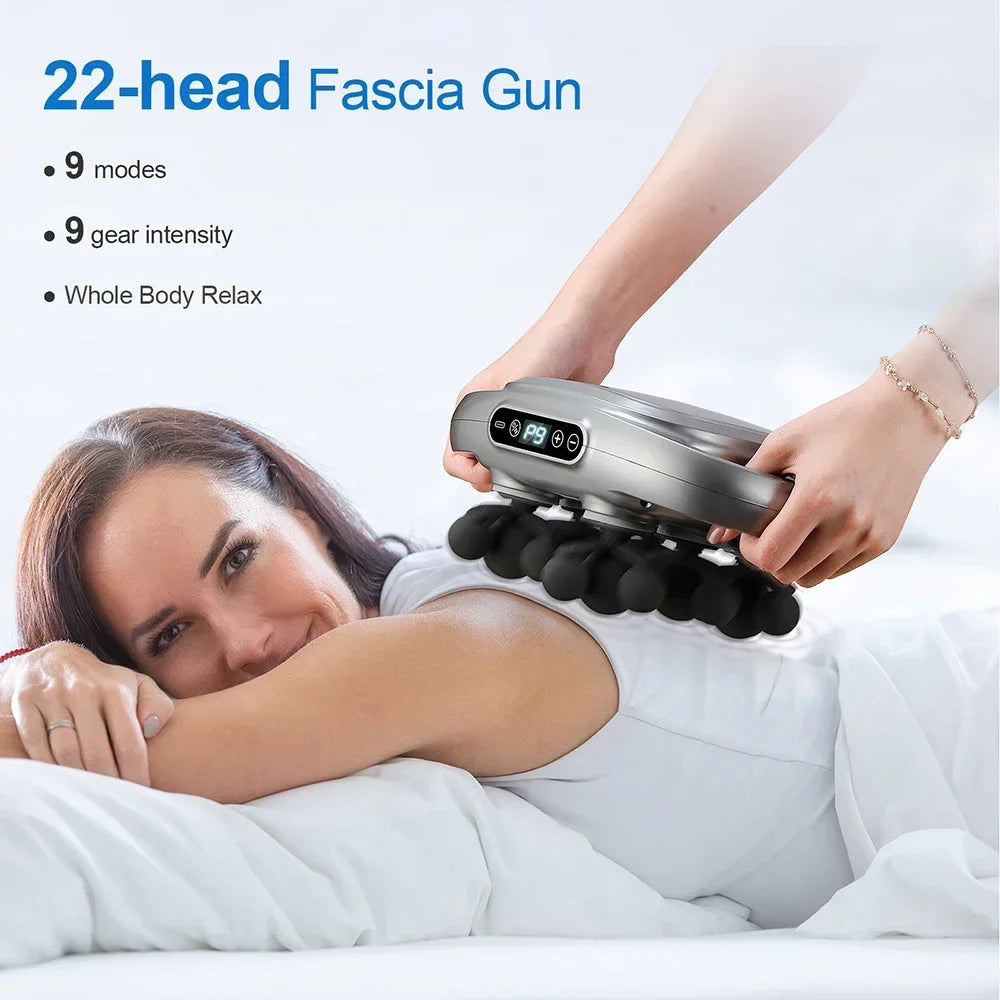 New Hot 22-Head Fascia Gun High-Frequency Vibration Body Massage Gun Back and Waist Massager Neck Shoulder Muscle Massager Tools
