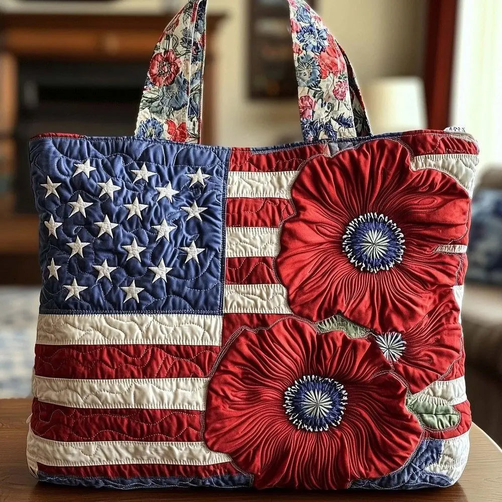 Trendy Vintage Quilted Tote Bag Lightweight 3D Printed Patterns Shoulder Bag Cotton Large Capacity Canvas Bag Casual