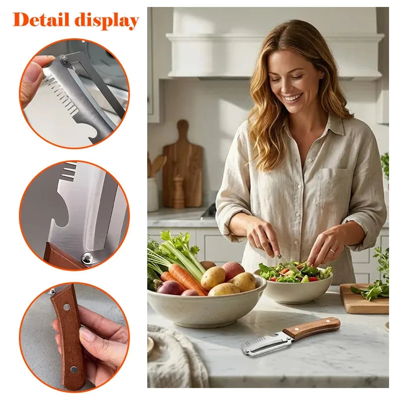 Multifunctional 3-in-1 Stainless Steel Peeler Durable Kitchen Peeling Tool For Slicer Vegetable Fruit Peeler With Bottle Opener