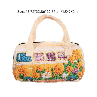 Adjustable Strap Quilted Duffle Bag Large Capacity 3D Quilting Craft Travel Duffel Bag Tote Bags Short-distance Handbag