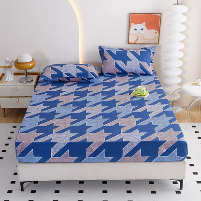 Flower Printed Fitted Bed Sheets Reactive Printed sabanas cama matrimonial Single/Queen/King Mattress Cover Double Bedsheets