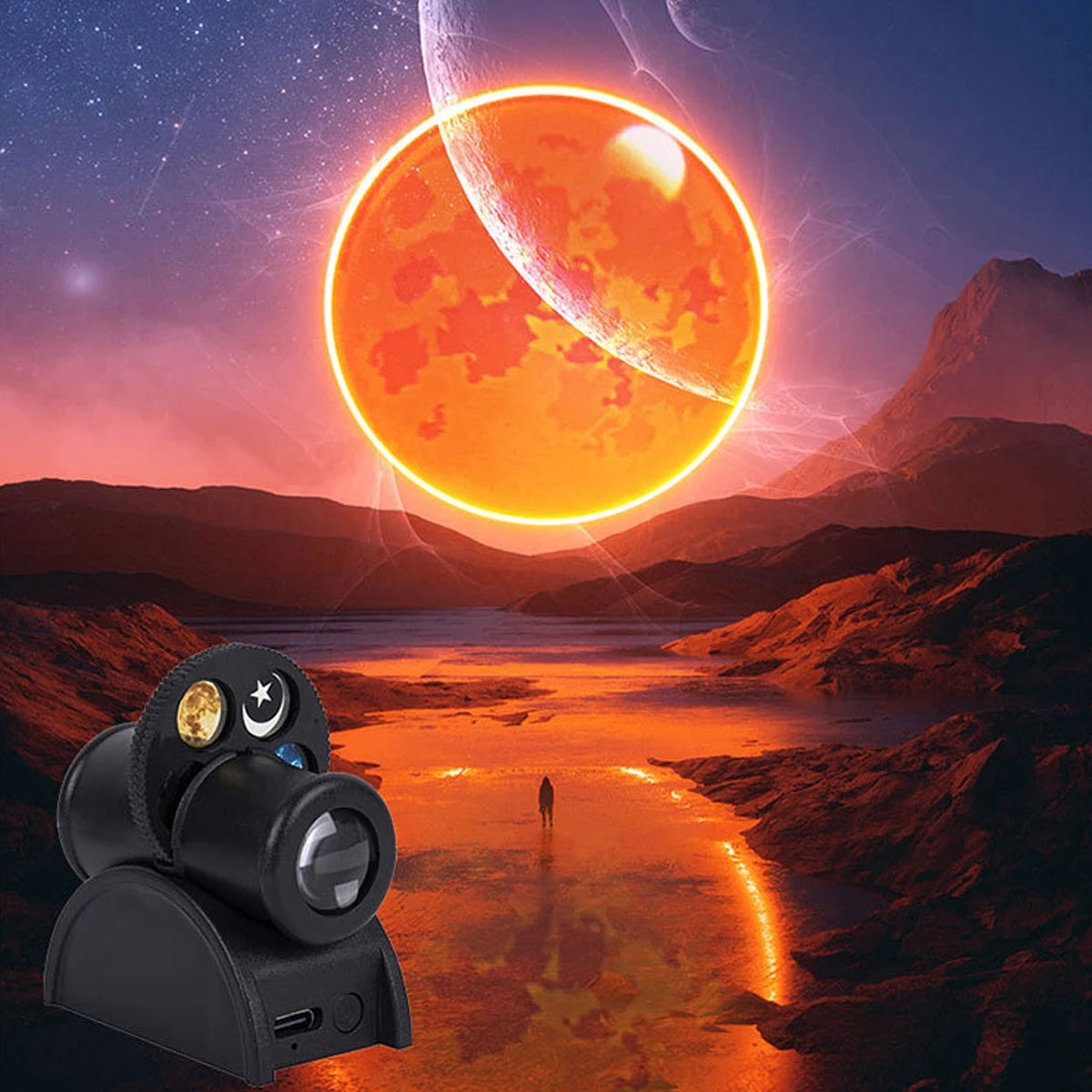Replaceable LED USB Moon Projector Lamp Earth Constellation Projector Bedroom Romantic Atmosphere Wall Lamp Planet Night Light