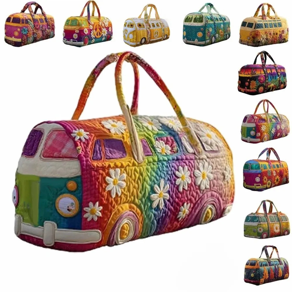 Adjustable Strap Quilted Duffle Bag Large Capacity 3D Quilting Craft Travel Duffel Bag Tote Bags Short-distance Handbag
