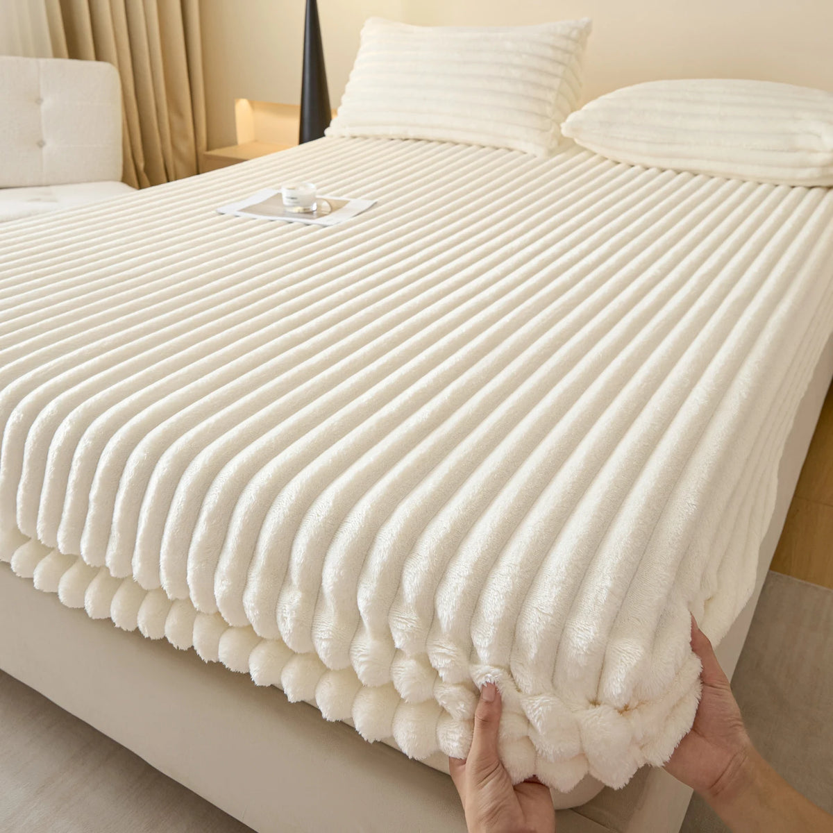 Solid Color Thick Faux Rabbit Fur Mattress Cover Autumn Winter Warm Velvet Mattress Protector Fluffy Soft Plush Fitted Bed Sheet - AliExpress 15