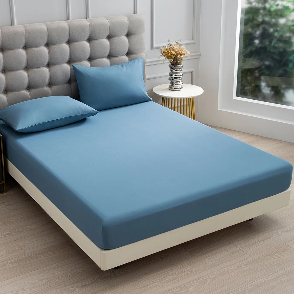 3pc Solid Color Fitted Sheet Set Brushed fabric Soft Comfortable Breathble Bedding Set for Bedroom 1 bed sheet with 2 pillowcase