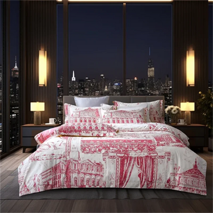 Luxury Bedding set Modern Style Digital Printing polyester fiber Fabric Duvet Cover Fitted Sheet Pillowcases Home Textile