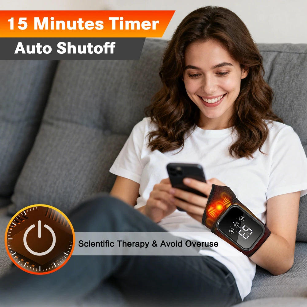 Electric Heating Wrist Massager Wrist Brace Protector Wrap Vibration Massage Relieves Tenosynovitis Carpal Tunnel Fatigue Relief