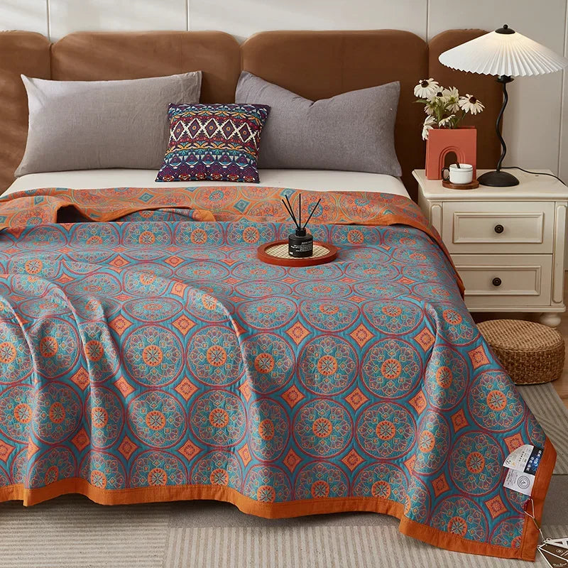 Luxurious Triple-layered 100% Cotton Gauze Blanket for Queen/King Bed, Multi-functional Usage As Summer Quilt or Bedspread - AliExpress 15