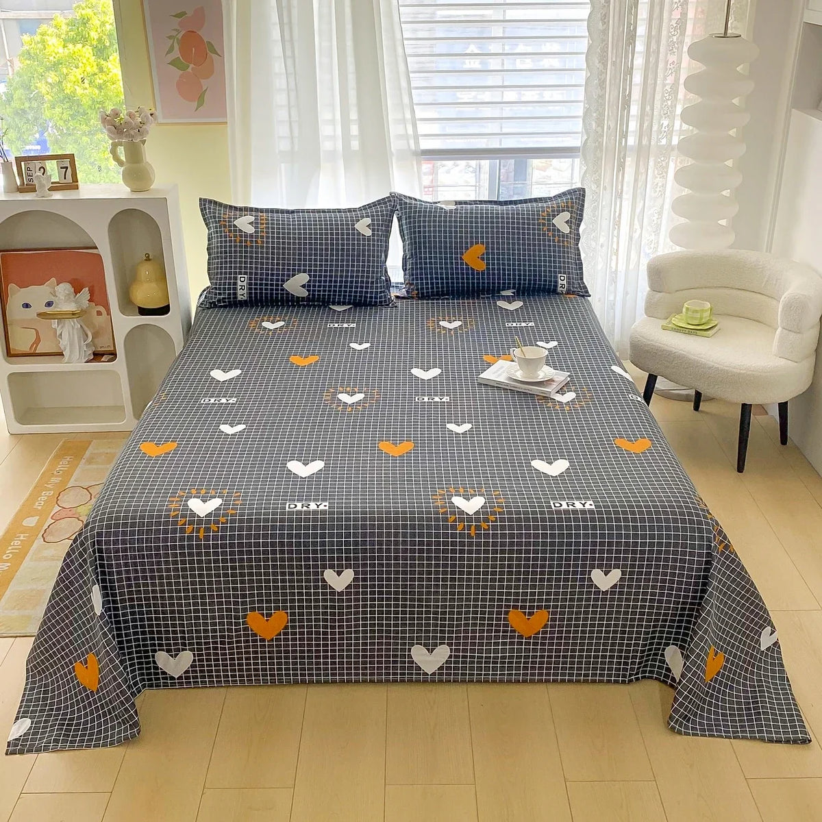 Red Flower Printed Flat Bed Sheets for Double Bed Single/Queen/King Reactive Printed Top Sheets for Beds sabanas cama 150x200