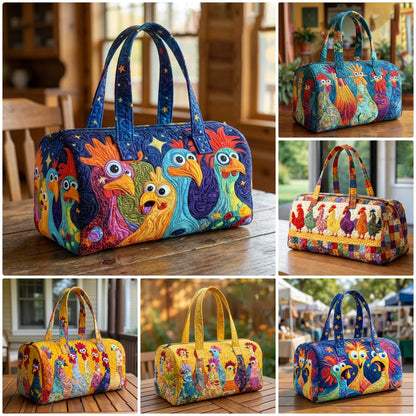 GF Funny Art Chicken Print Quilted Duffle Bag Bohemian Style 2026 Personalized Custom Travel Tote Women Men Weekender Bag