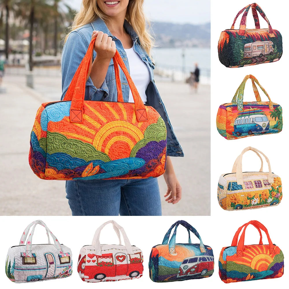 Adjustable Strap Quilted Duffle Bag Large Capacity 3D Quilting Craft Travel Duffel Bag Tote Bags Short-distance Handbag