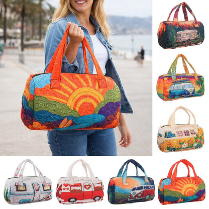 Adjustable Strap Quilted Duffle Bag Large Capacity 3D Quilting Craft Travel Duffel Bag Tote Bags Short-distance Handbag