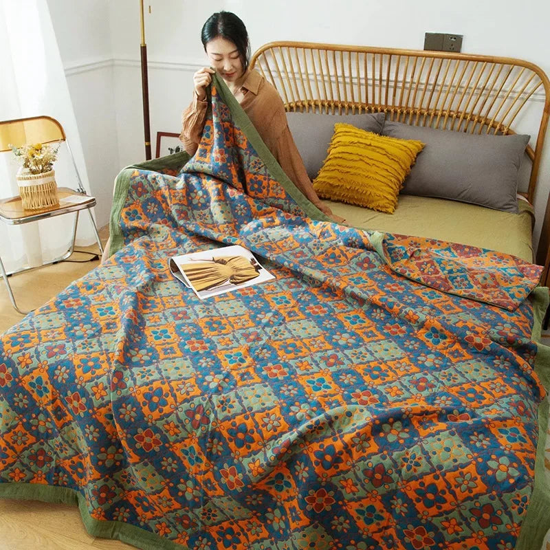 Luxurious Triple-layered 100% Cotton Gauze Blanket for Queen/King Bed, Multi-functional Usage As Summer Quilt or Bedspread - AliExpress 15