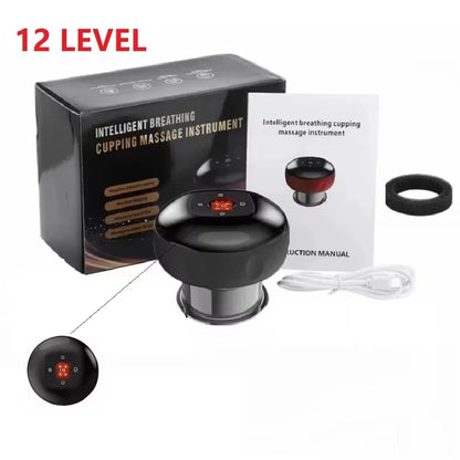 Rechargeable Electric Vacuum Cupping Set Wireless 6/12 Level Skin Scraping Massage Guasha Tool for Household Use