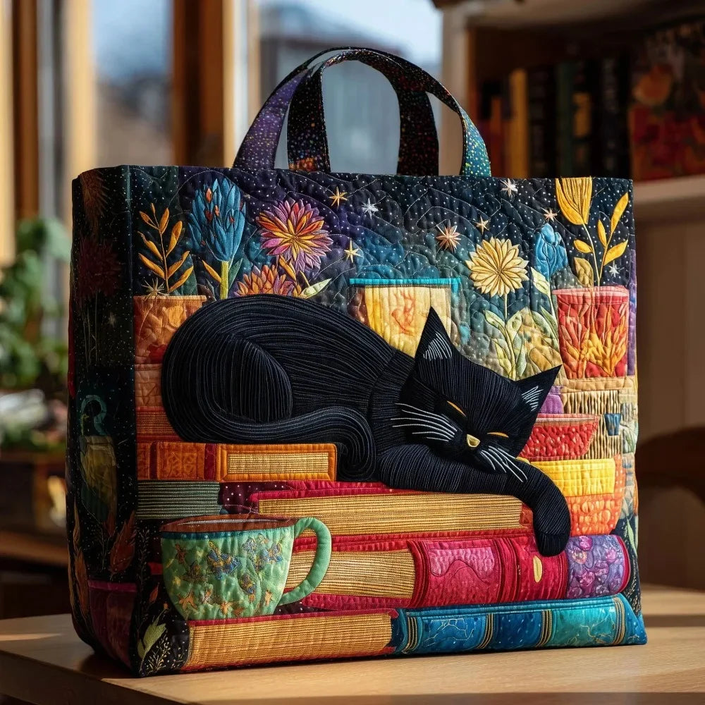 Trendy Vintage Quilted Tote Bag Lightweight 3D Printed Patterns Shoulder Bag Cotton Large Capacity Canvas Bag Casual