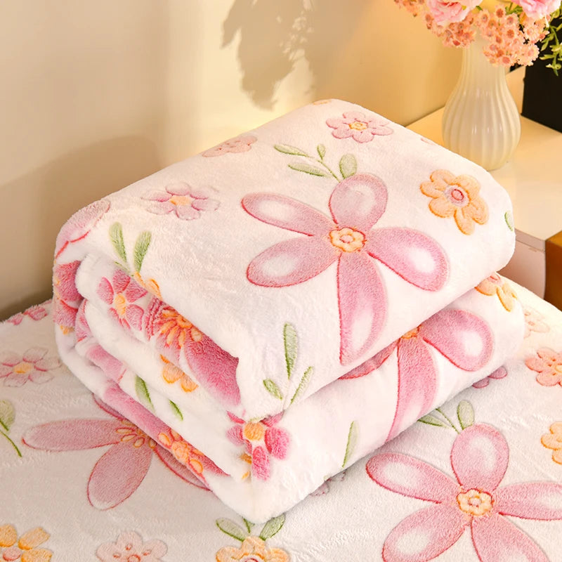 1pc Floral Style Warm Bedspread Fleece Blanket Plaid Travel Shawl Sofa Nap Blankets Home Bedsheet Manta - AliExpress 15