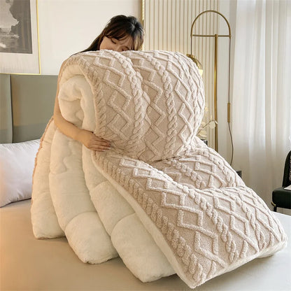 Comfortable double-sided velvet quilt core bedroom velvet thickened blanket home lamb fleece quilt warm quilt core comfortable - AliExpress 15
