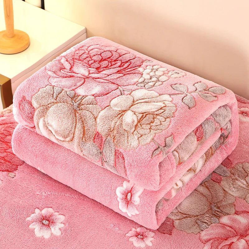 1pc Floral Style Warm Bedspread Fleece Blanket Plaid Travel Shawl Sofa Nap Blankets Home Bedsheet Manta - AliExpress 15