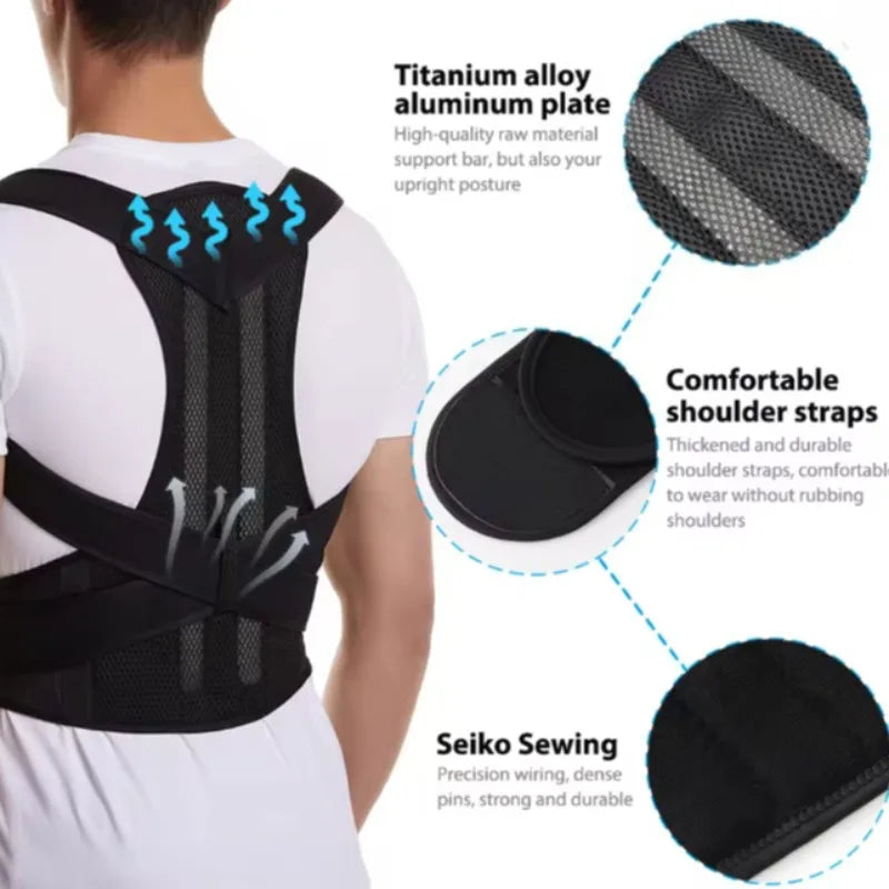 Reinforced Belt Lumbar Column Posture Corrector Vest  Adjustable Back Support Strap Shoulder Spine Brace Neck Stretcher Trainer
