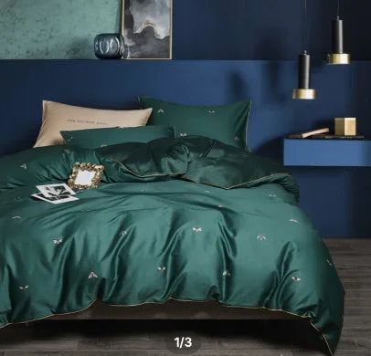 29Color 4/6Pcs Luxury Egyptian Cotton Bedding Set Queen King size Bright Flamingo Leaf Duvet Cover Bed sheet set Fitted sheet