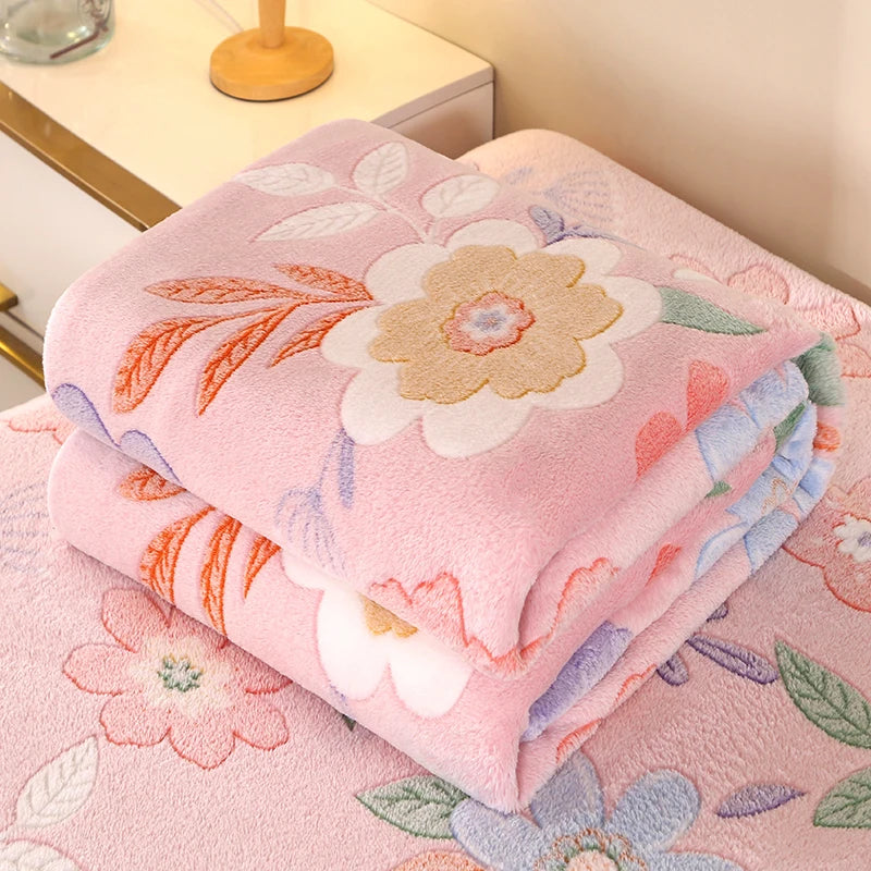 1pc Floral Style Warm Bedspread Fleece Blanket Plaid Travel Shawl Sofa Nap Blankets Home Bedsheet Manta - AliExpress 15