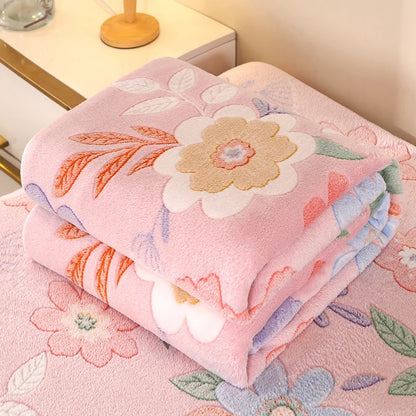 1pc Floral Style Warm Bedspread Fleece Blanket Plaid Travel Shawl Sofa Nap Blankets Home Bedsheet Manta - AliExpress 15