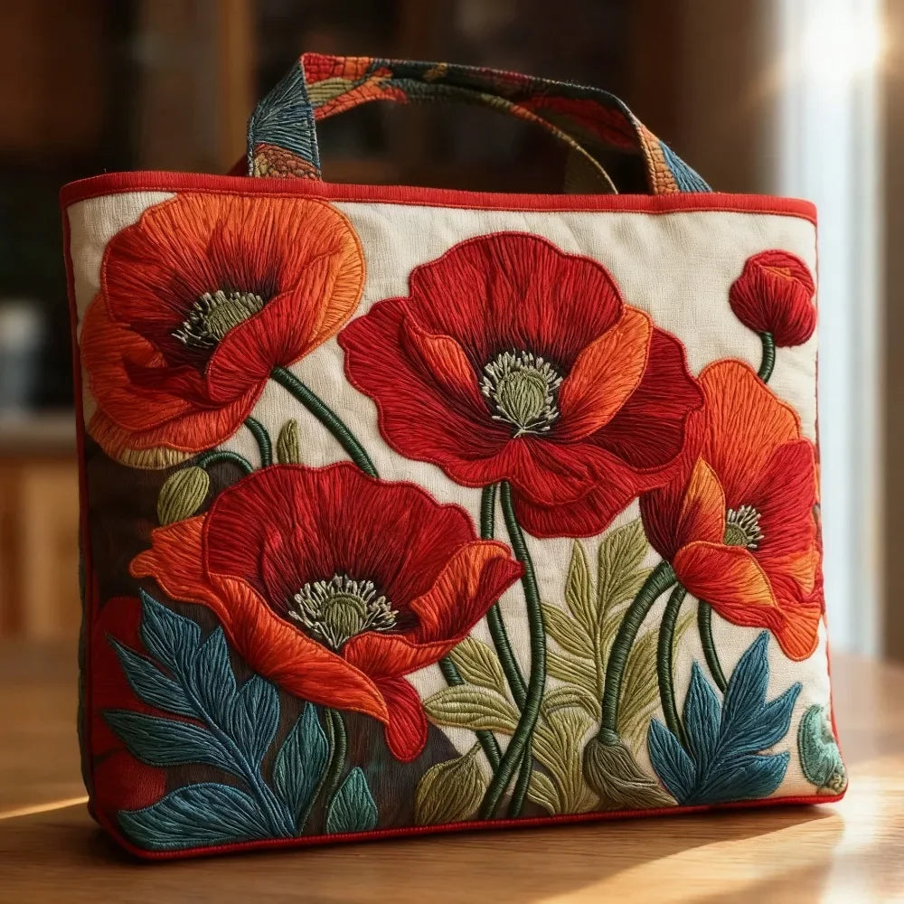 Trendy Vintage Quilted Tote Bag Lightweight 3D Printed Patterns Shoulder Bag Cotton Large Capacity Canvas Bag Casual