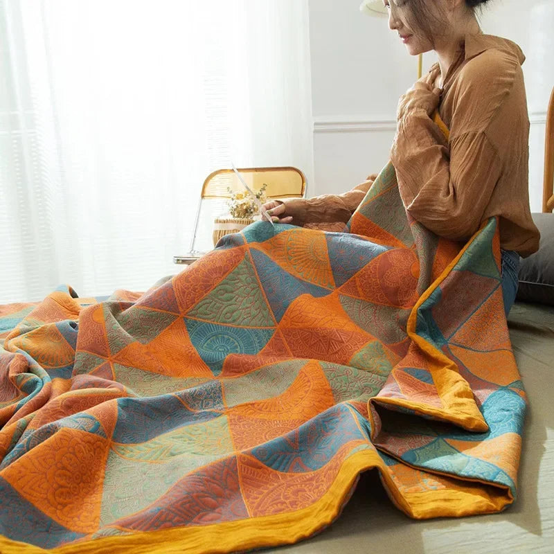 Luxurious Triple-layered 100% Cotton Gauze Blanket for Queen/King Bed, Multi-functional Usage As Summer Quilt or Bedspread - AliExpress 15