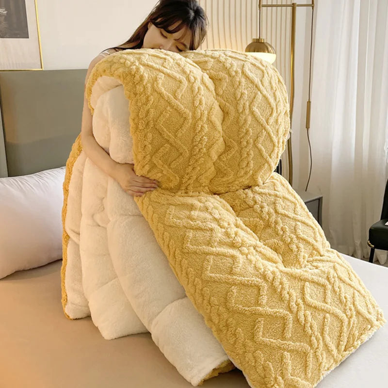Comfortable double-sided velvet quilt core bedroom velvet thickened blanket home lamb fleece quilt warm quilt core comfortable - AliExpress 15