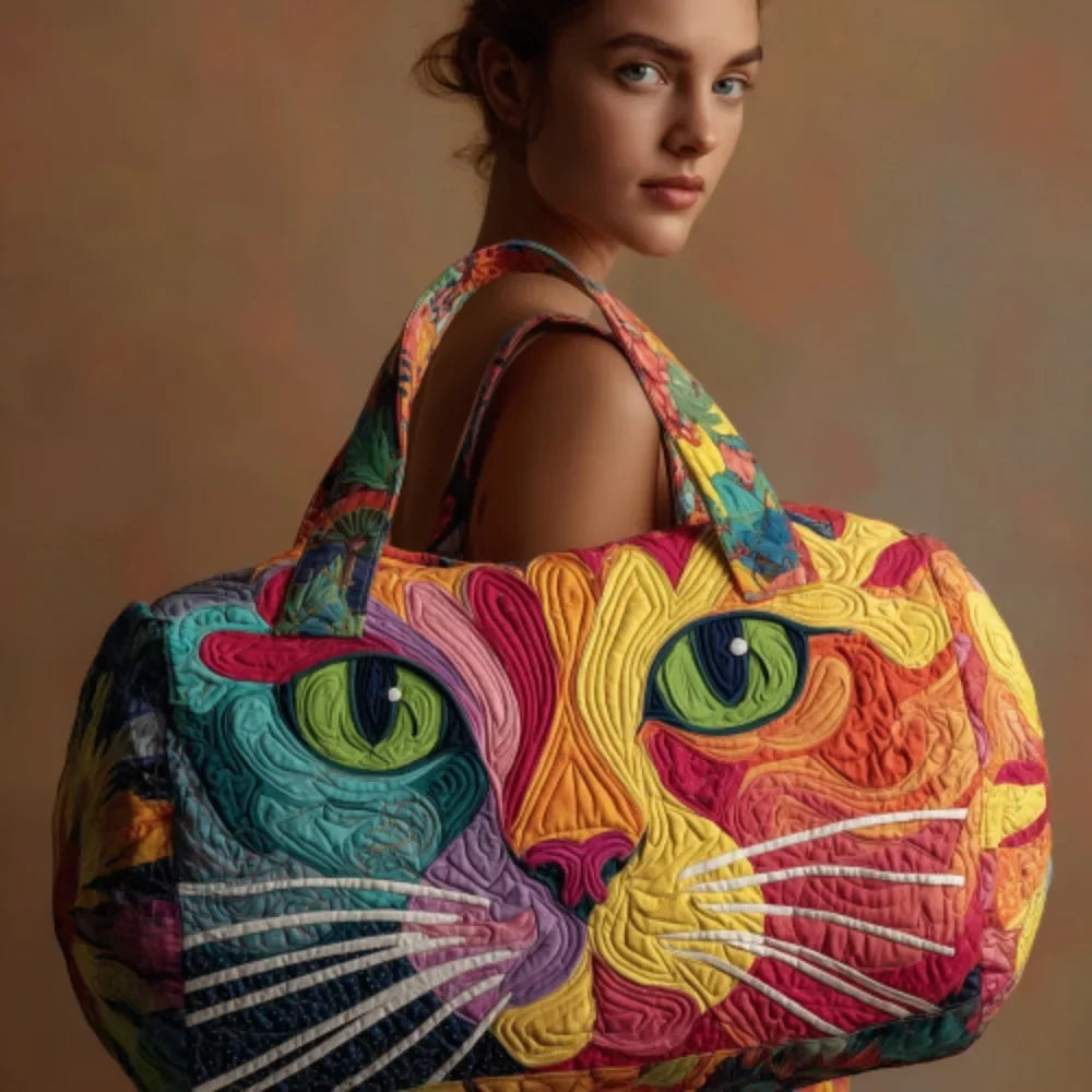 Trendy Vintage Quilted Tote Bag Lightweight 3D Printed Patterns Shoulder Bag Cotton Large Capacity Canvas Bag Casual