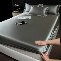 Solid Color Fashion Satin Fitted Sheet Rayon Mattress Cover with Elastic Band Bed Sheet for Bedding 140x200 160x200