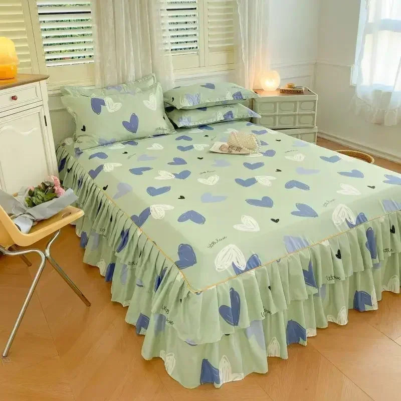 Floral Pattern Bed Skirt Set Mattress Anti Slip Protective Cover for Household Bedding Double Layered Skirt Dustproof Bed Covers - AliExpress 15