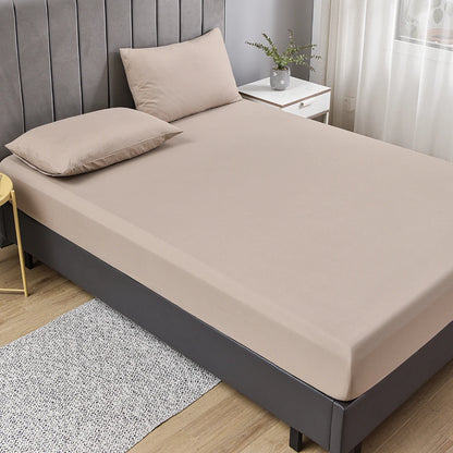 3pc Solid Color Fitted Sheet Set Brushed fabric Soft Comfortable Breathble Bedding Set for Bedroom 1 bed sheet with 2 pillowcase