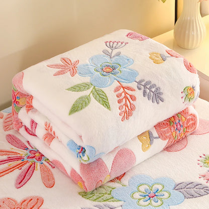 1pc Floral Style Warm Bedspread Fleece Blanket Plaid Travel Shawl Sofa Nap Blankets Home Bedsheet Manta - AliExpress 15